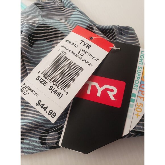 TYR Women's Lavare Brook Bralette Grey/Mint Small 4/6 - Picture 4 of 4